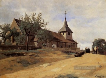  air - Die Kirche bei Lormes plein air Romantik Jean Baptiste Camille Corot